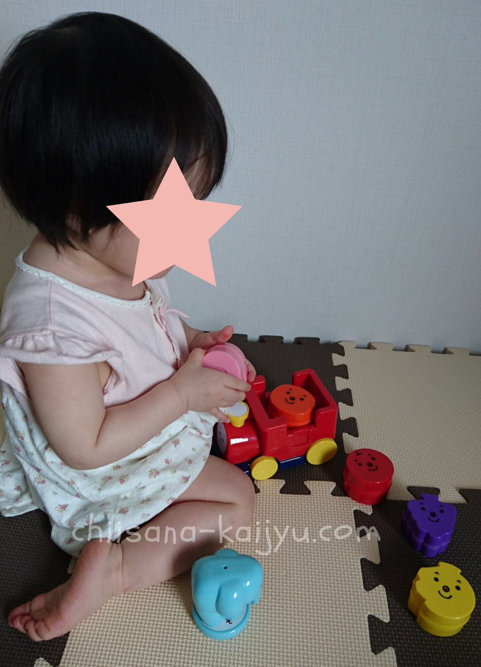 こどもちゃれんじ ぷち4月号「おしゃべりシュッポ」で遊ぶ1歳の娘