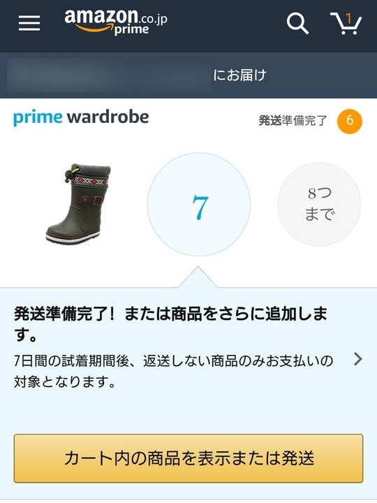 Amazon prime wardrobe（アマゾンプライムワードローブ）を注文する時は、3個以上～8個まで